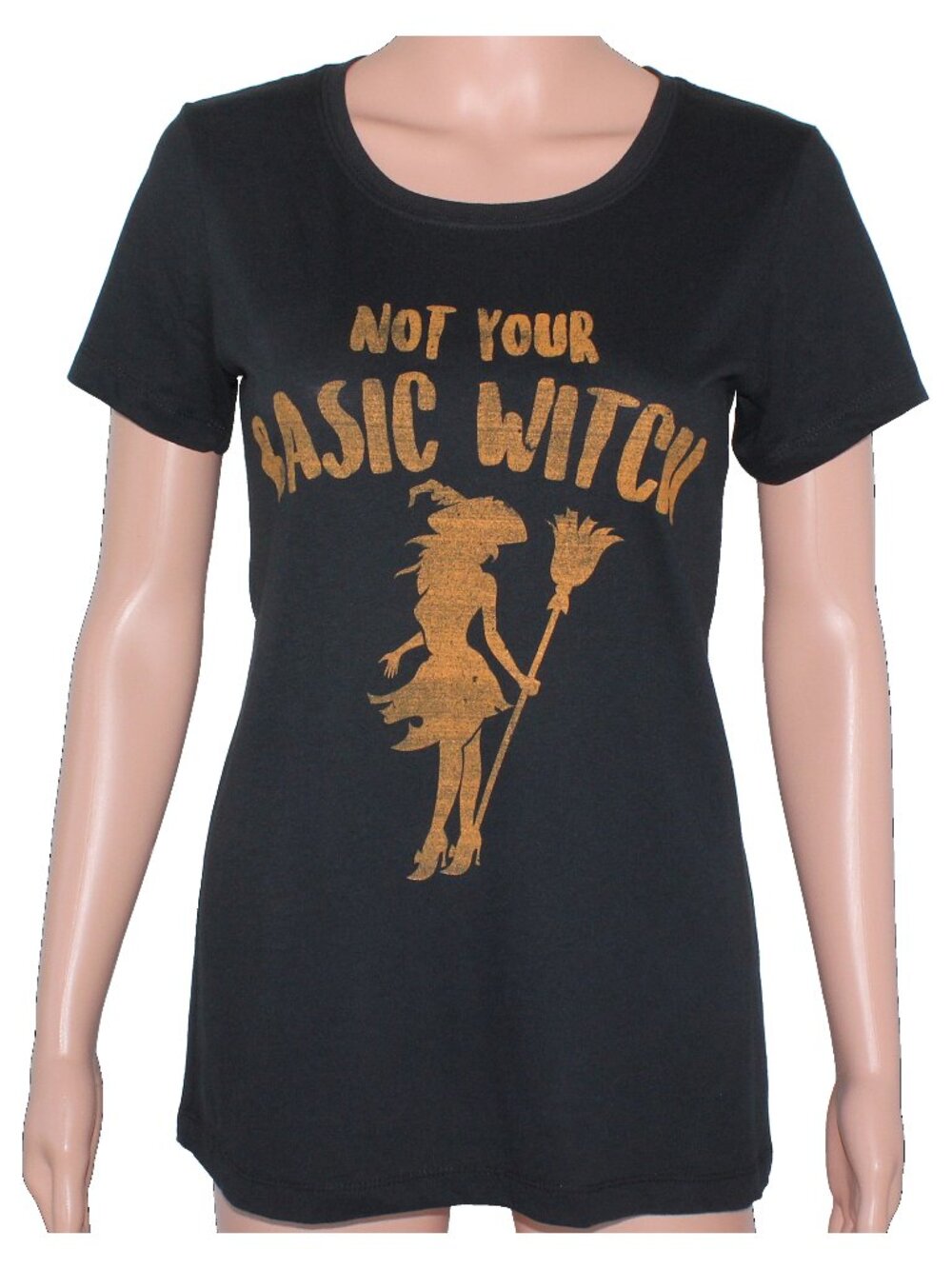 Next Level Apparel Juniors' "Not Your Basic Witch" Printed Medium Halloween Tee
